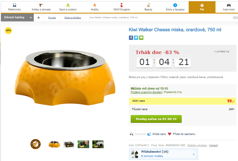Miska pro psy Kiwi Walker Cheese 750 ml