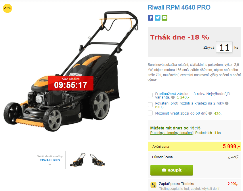 Benzínová sekačka Riwall 4v1, 46cm, pojezd