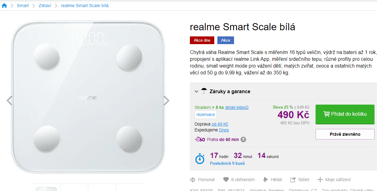 Chytrá diagnostická váha realme Smart Scale 