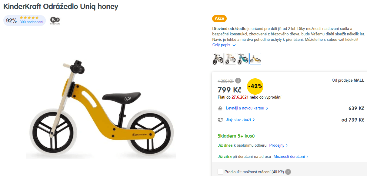 Dřevěné dětské odrážedlo Kinderkraft 