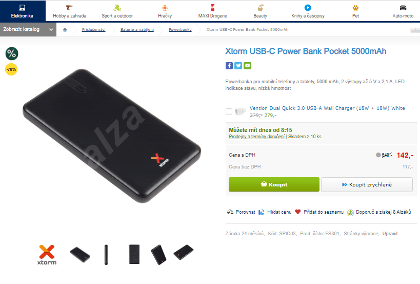 Powerbanka Xtorm USB-C 5000mAh