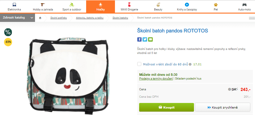 Školní batoh pandos ROTOTOS