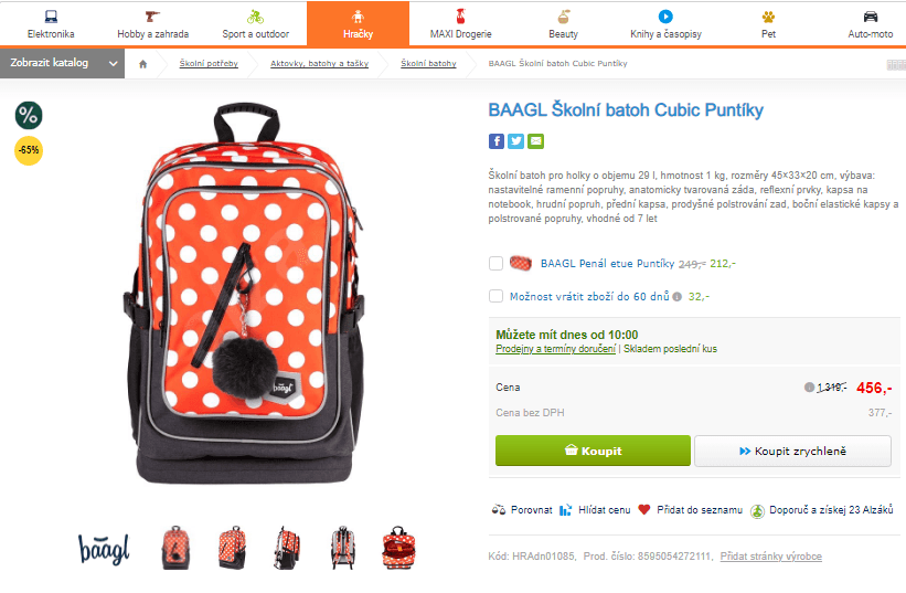 Školní batoh Baagl Cubic Puntíky 29 l
