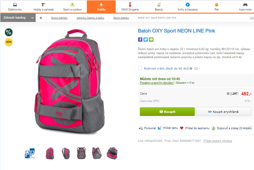 Školní batoh OXY Sport Neon Line Pink 22 l