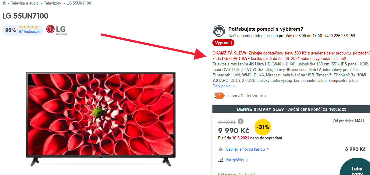 Ultra HD Smart TV, HDR, 139cm, LG