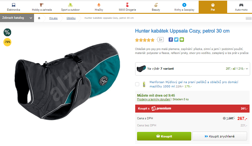 Kabátek pro psy Uppsala Cozy 30 cm