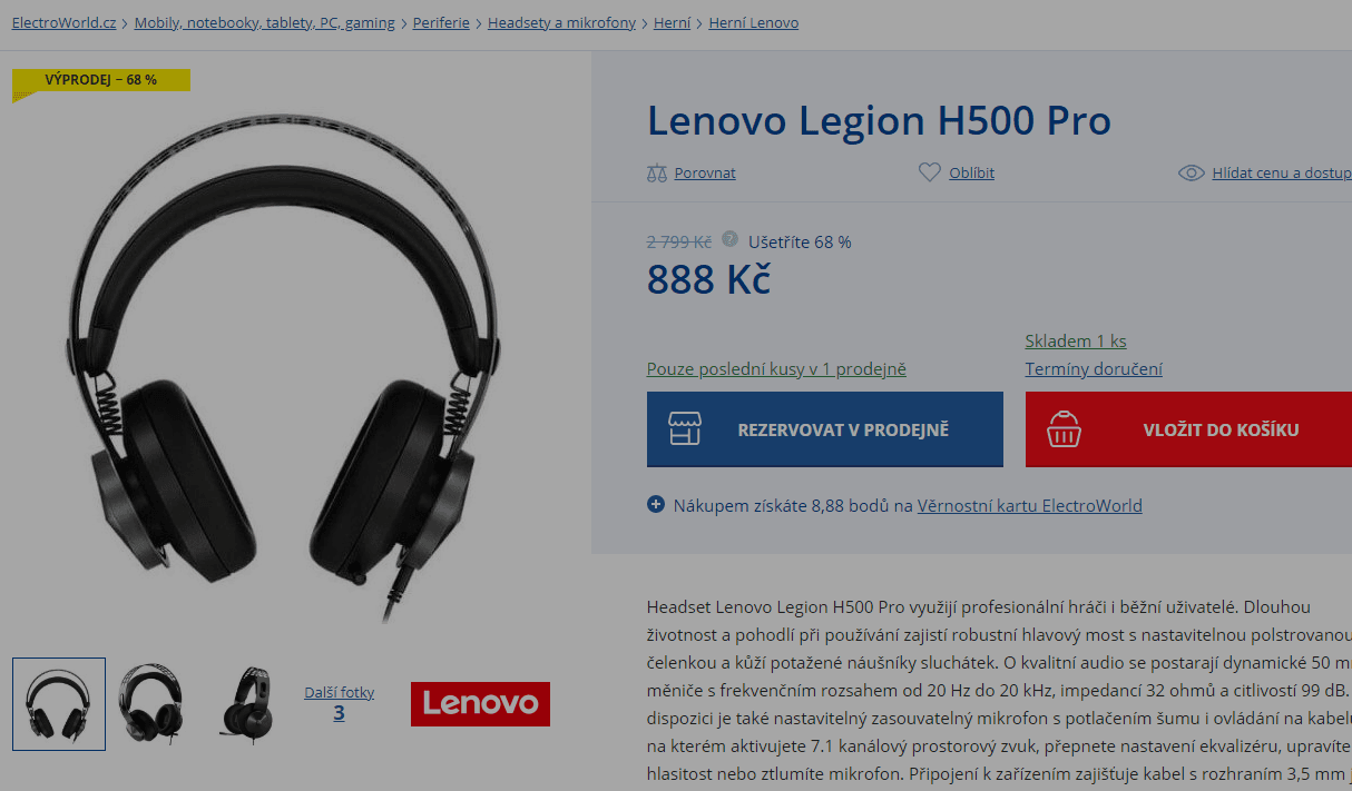 Sluchátka Lenovo Legion H500 Pro