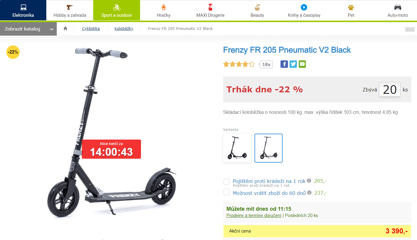 Koloběžka Frenzy FR 205 Pneumatic V2