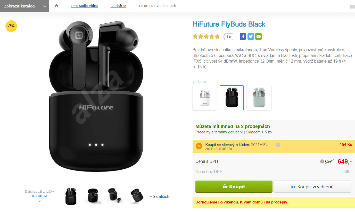 BT sluchátka HiFuture FlyBuds