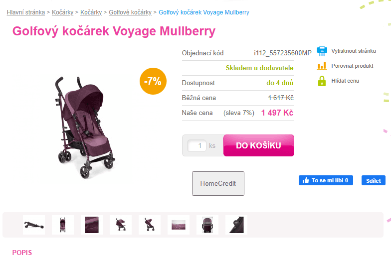 Golfový kočárek Voyage Mullberry, 0-15 kg