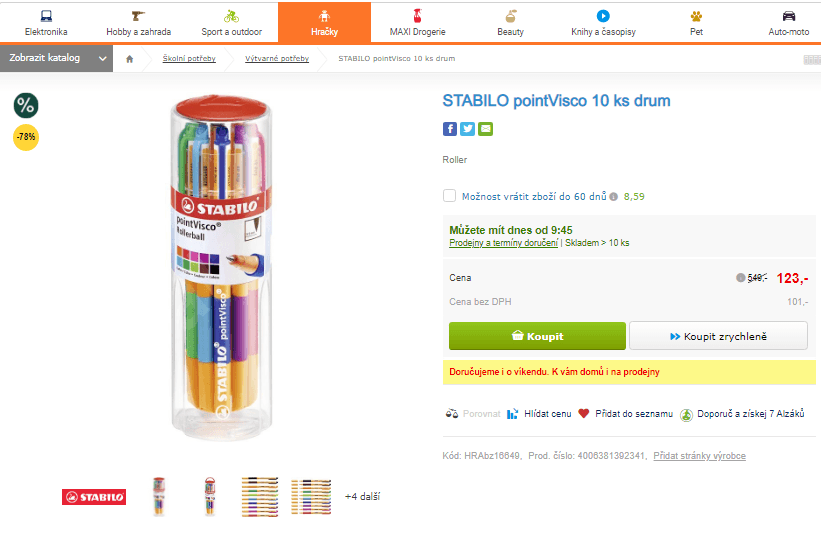 Roller Stabilo pointVisco 10 ks drum