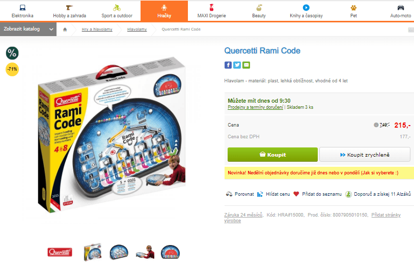 Hlavolam Quercetti Rami Code