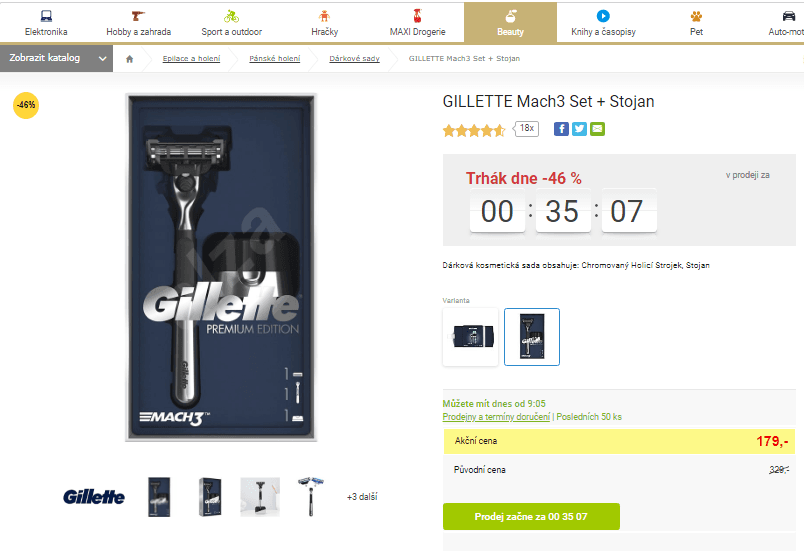 Strojek GILLETTE Mach3 Set + Stojan