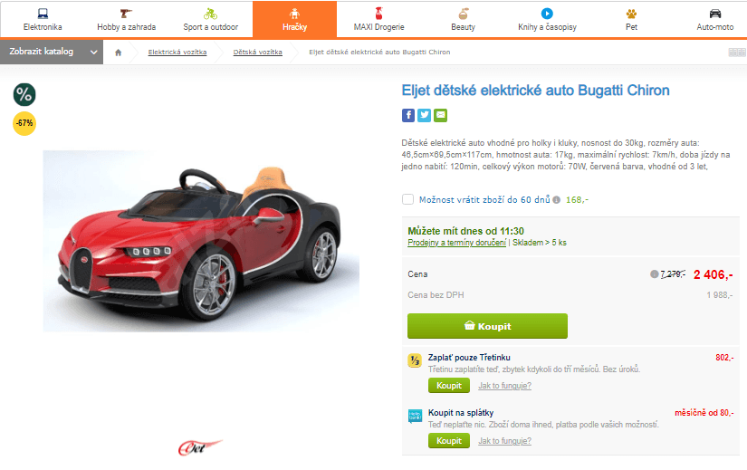Dětské elektrické auto Eljet Bugatti Chiron