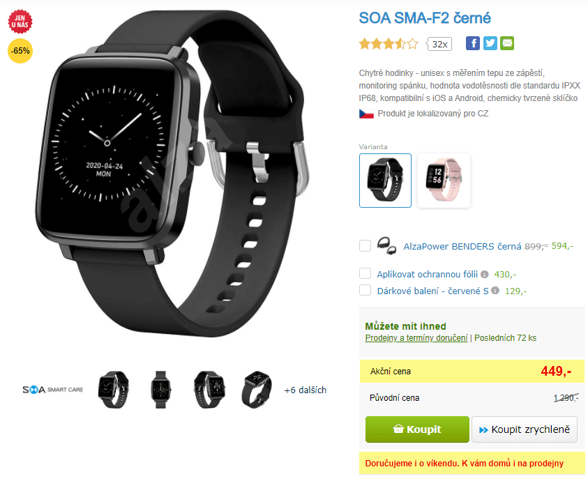 Chytré hodinky SOA SMA-F2