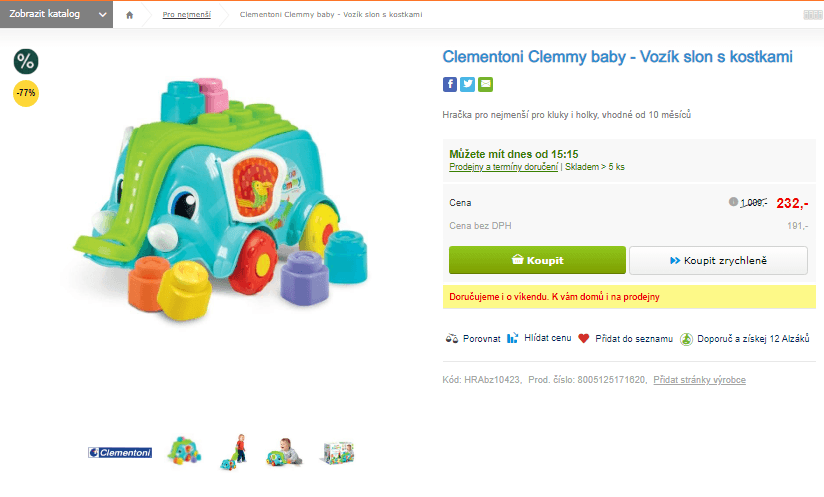 Vozík slon Clemmy baby + kostky