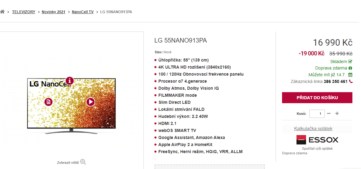 4K Nano TV, 139cm, 100Hz, LG