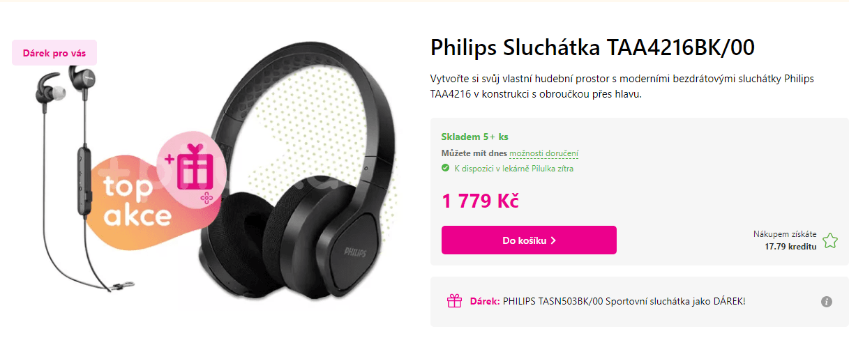 BT sluchátka Philips + druhá sluchátka zdarma
