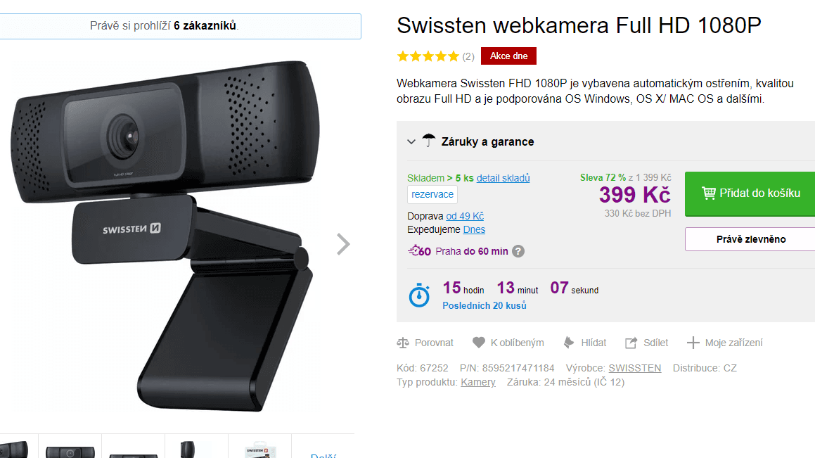 Webkamera Swissten, Full HD