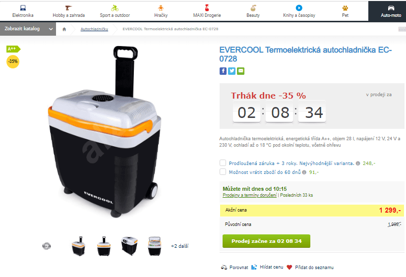 Termoelektrická autochladnička Evercool, 28 l