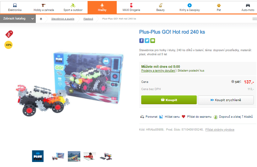 Stavebnice Plus-Plus GO! Hot rod 240 ks