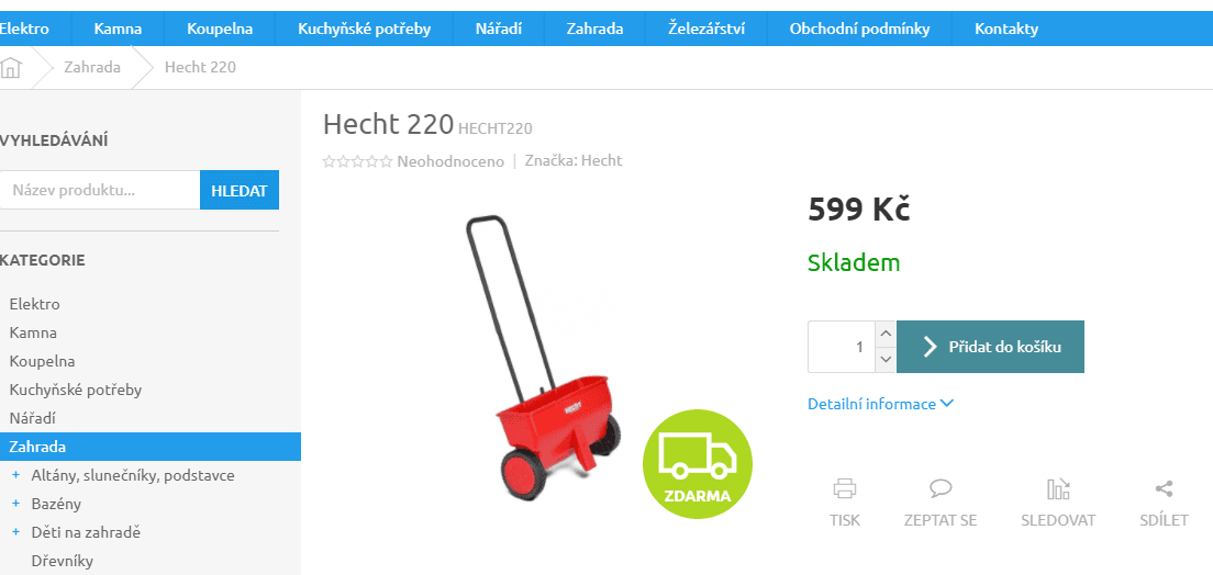 Ruční posypový vozík / rozmetadlo