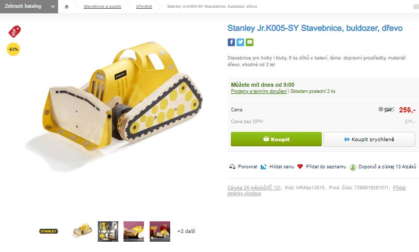 Stavebnice Stanley buldozer dřevěný