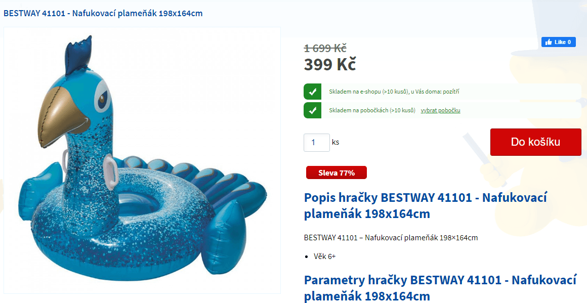 Nafukovací páv Bestway, 198x164cm