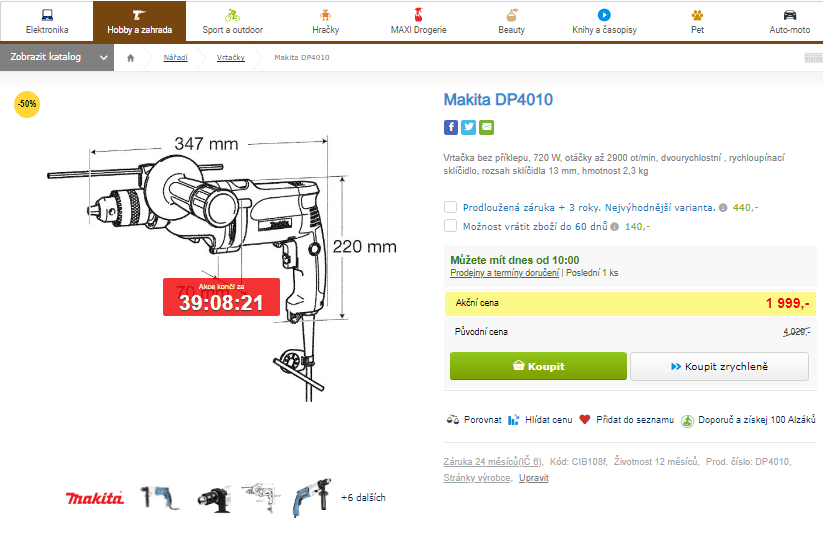 Vrtačka Makita, 2900 ot/min, 720 W