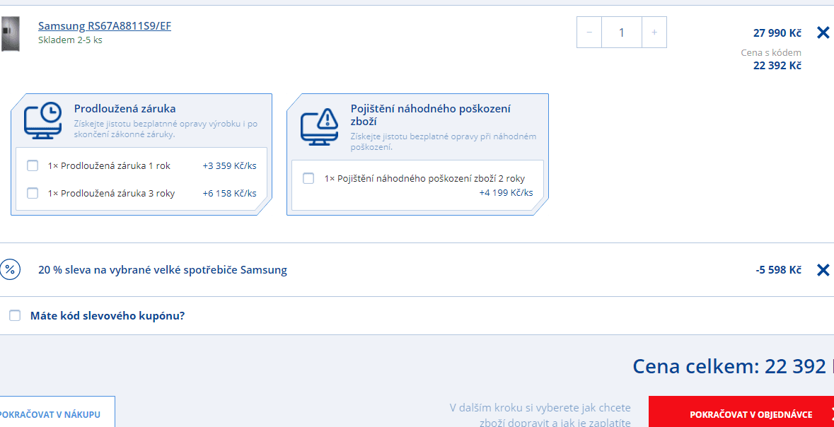 Americká lednice Samsung, led, voda, 178cm