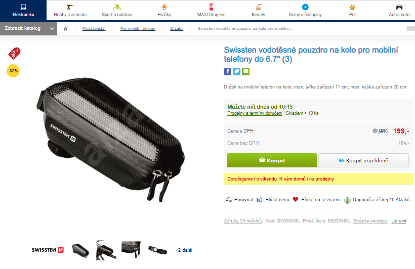 Pouzdro na kolo Swissten, do 6.7"