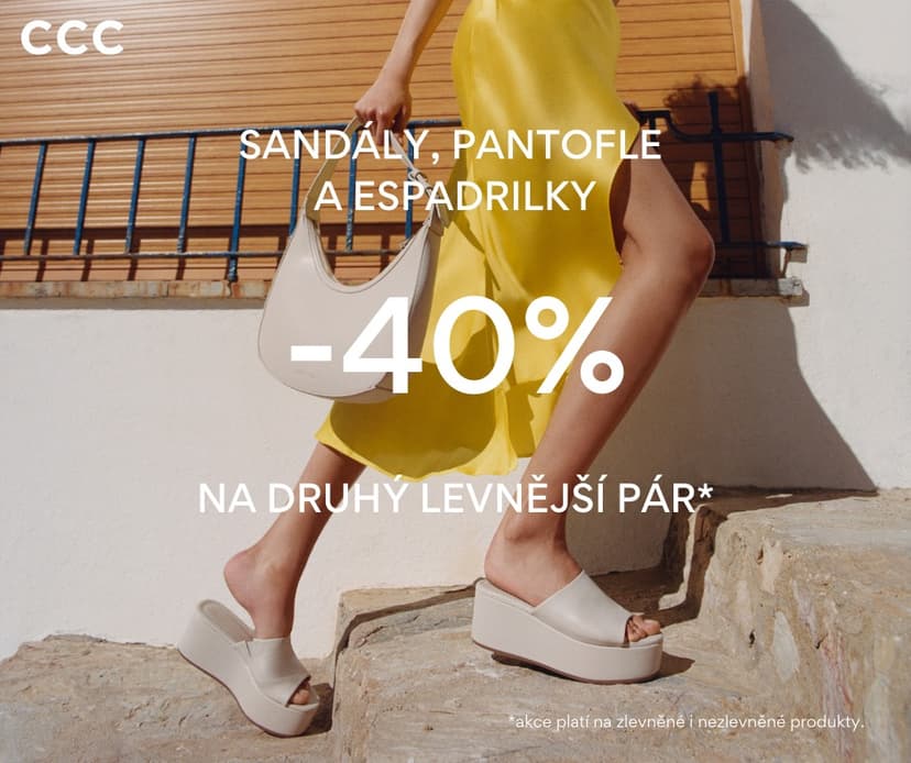 Sleva 40% na sandále, pantofle, espadrilky