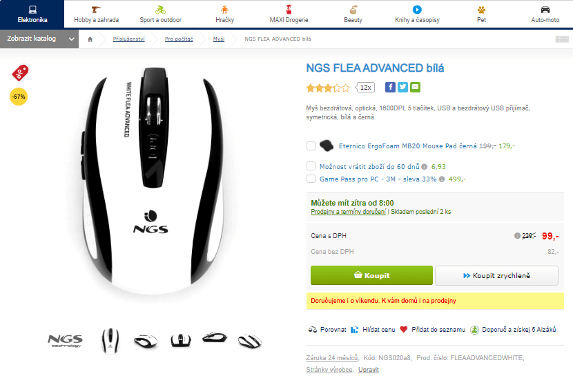 Bezdrátová myš NGS Flea Advanced