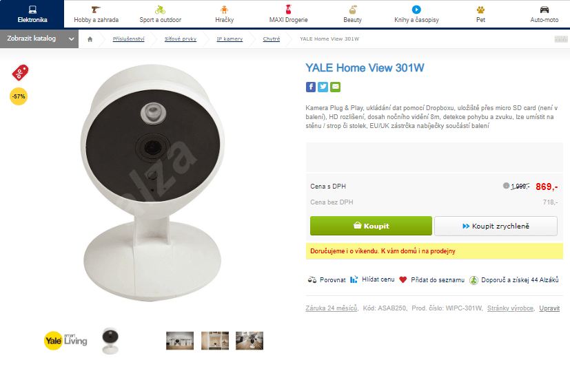 Online kamera Yale Home View