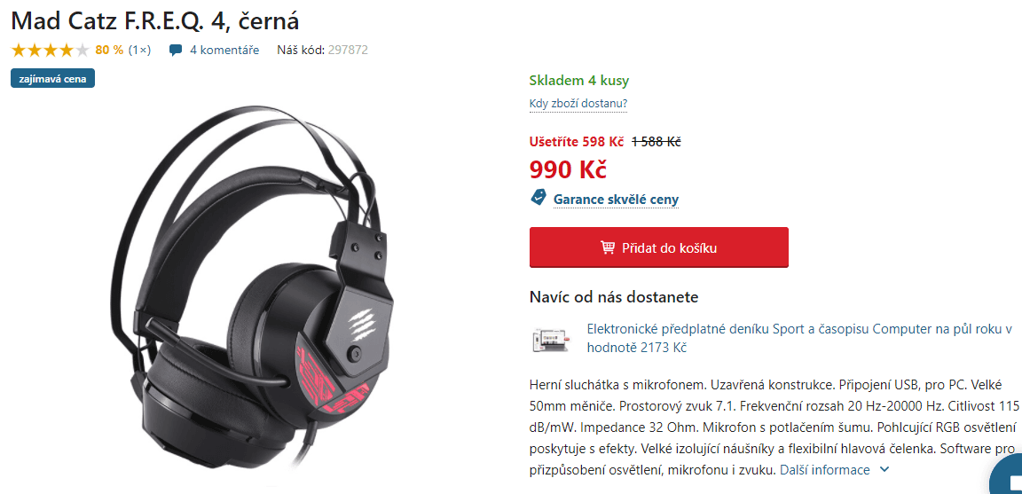 Herní sluchátka MadCatz F.R.E.Q. 4