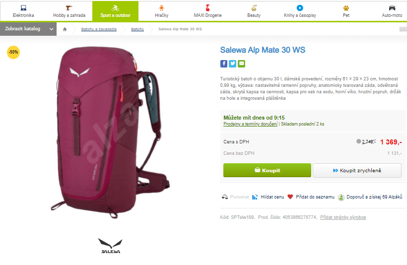 Turistický batoh Salewa Alp Mate 30 WS
