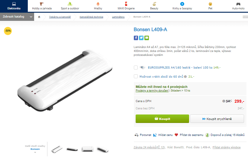 Laminátor Bonsen L409-A (A4 až A7)