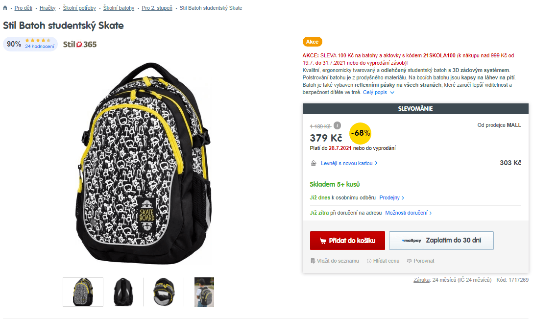 Studentský batoh Stil Skate, 25 l