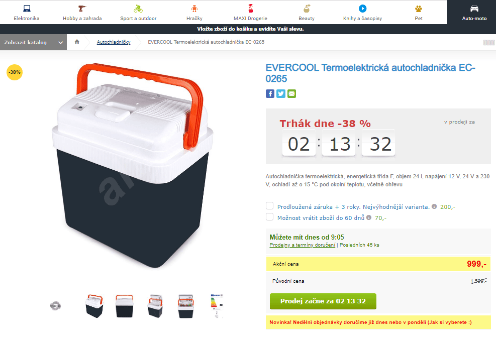 Autochladnička Evercool, 24 l., ohřev