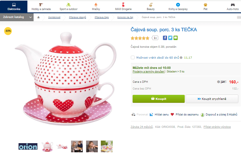 Čajová souprava Orion Tečka 3 ks