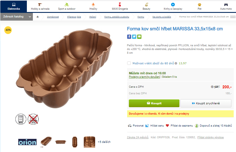 Forma kov srnčí hřbet Marissa 33,5x15x8 cm