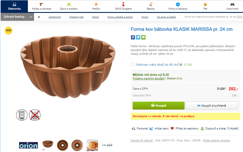 Forma kov bábovka Marissa, průměr 24 cm