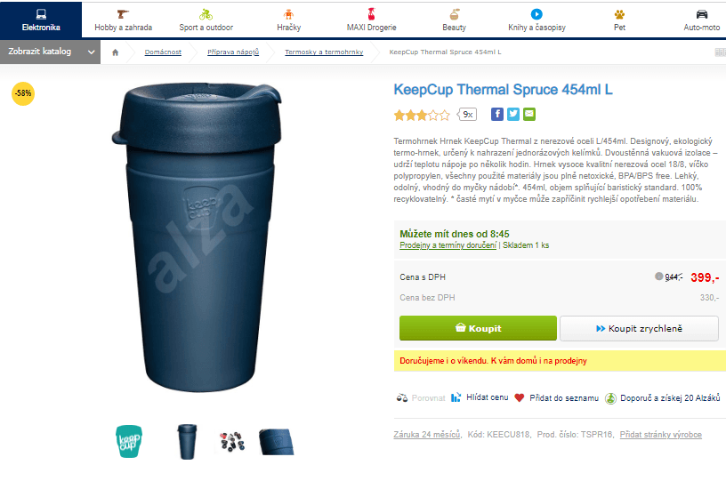 Termohrnek KeepCup Spruce 454ml