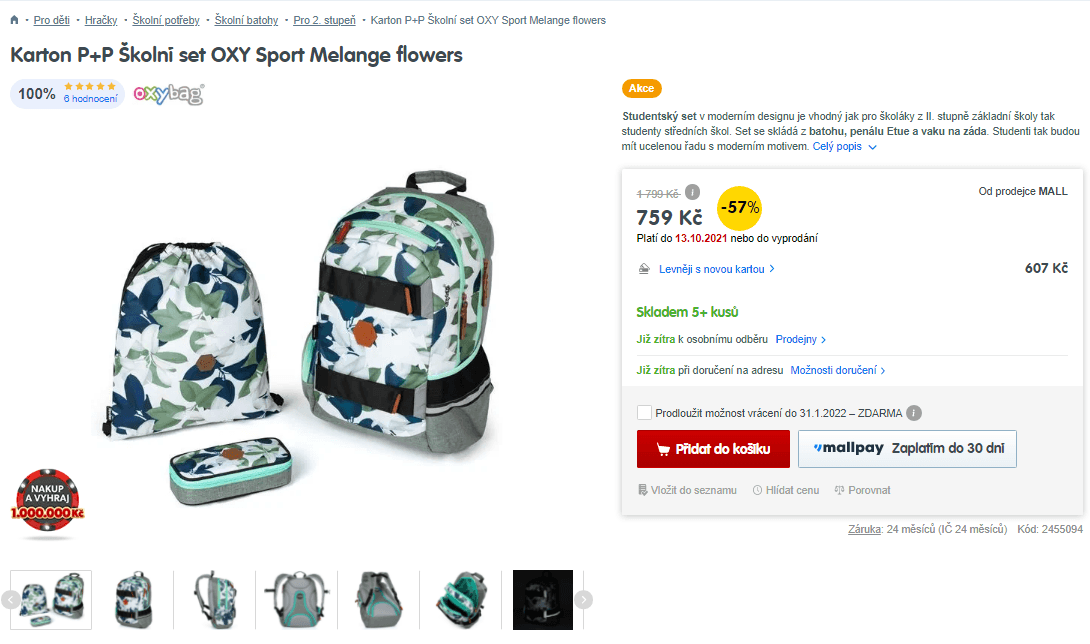 Set školní batoh, vak + penál Karton P+P
