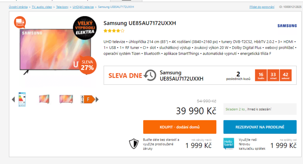 4K Smart TV, 216cm, HDR, Samsung