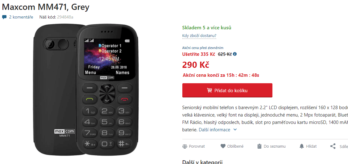 Mobil Maxcom, DUAL SIM, SOS
