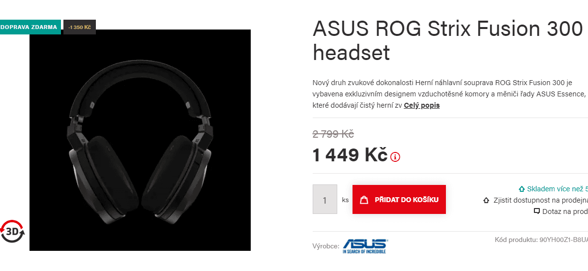 Herní sluchátka ASUS ROG, 7.1