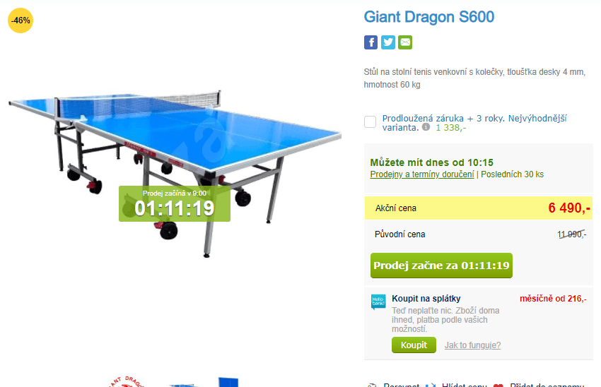 Stůl na stolní tenis Giant Dragon