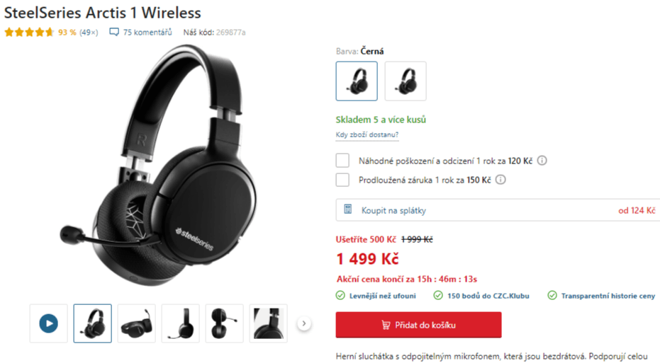 Herní BT sluchátka SteelSeries Arctis