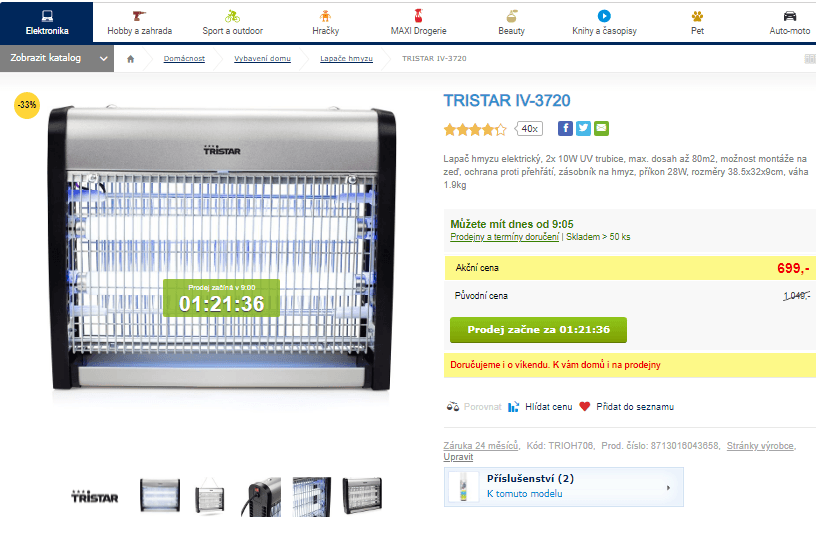 El. lapač hmyzu Tristar